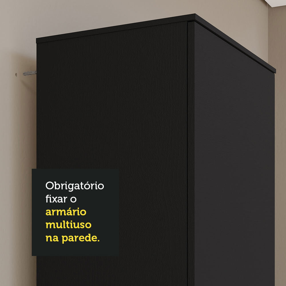 Armário Multiuso 60 cm 1 porta Preto Madesa