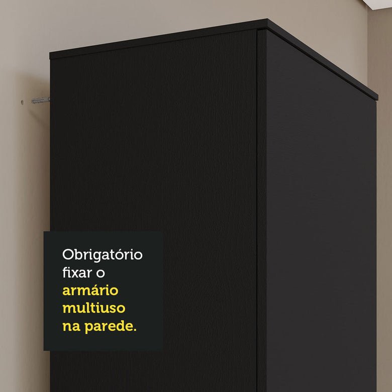 Armário Multiuso 60 cm 1 porta Preto Madesa