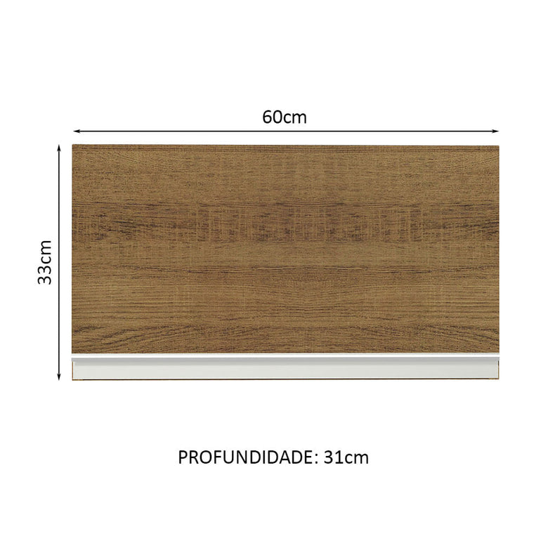 Armário Aéreo Madesa Glamy 60 cm 1 Porta Basculante Rustic