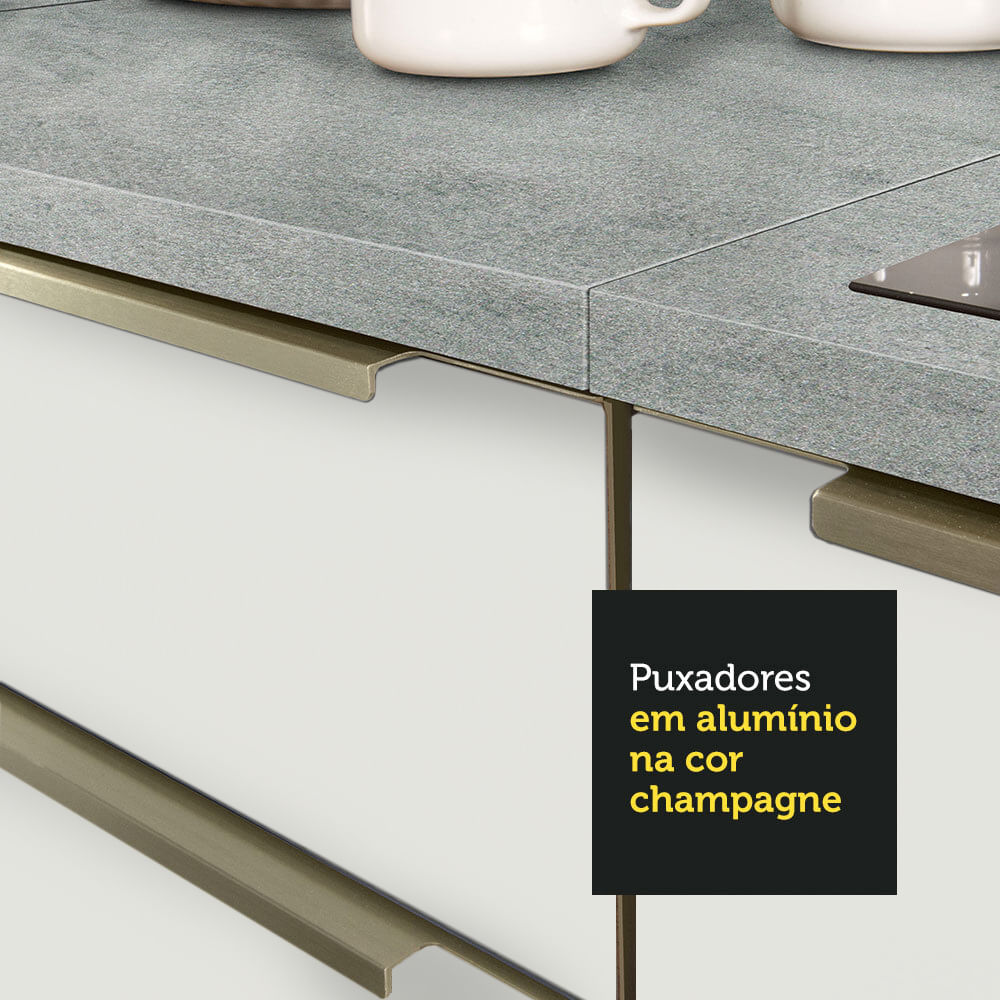 Balcão 80 cm 2 Portas Branco/Branco Veludo Lux Madesa