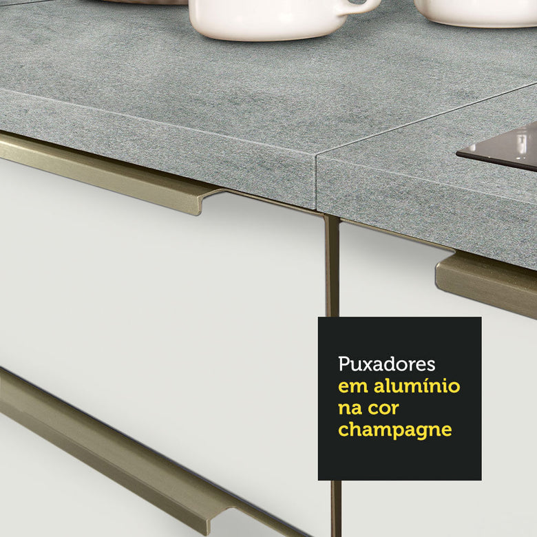Balcão 80 cm 2 Portas Branco/Branco Veludo Lux Madesa