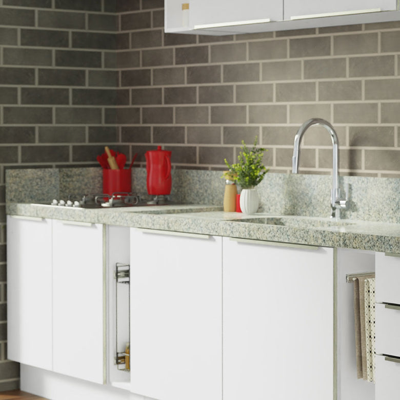 Armário de Cozinha Completa 300cm Branco Veludo Lux da Sabrina Madesa