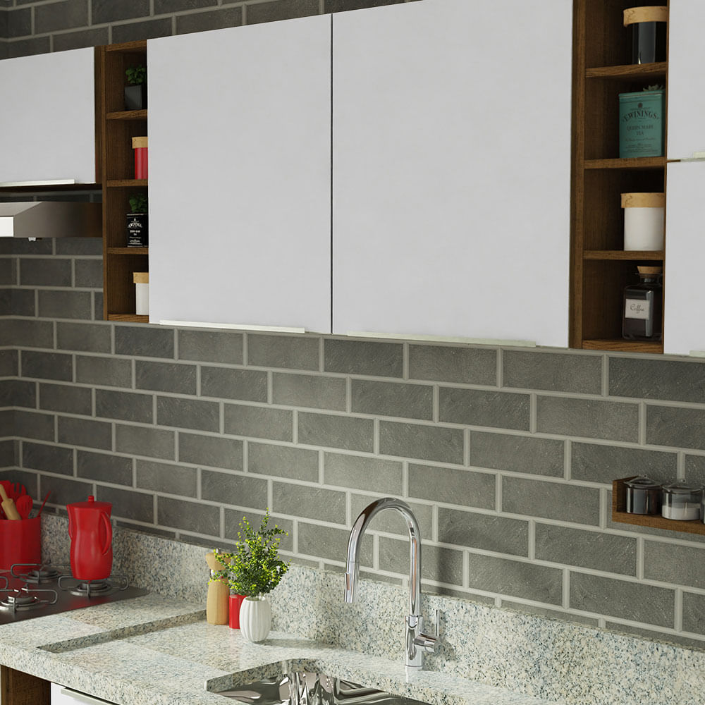 Armário de Cozinha Completa 300cm Rustic/Branco Veludo Lux da Sabrina Madesa