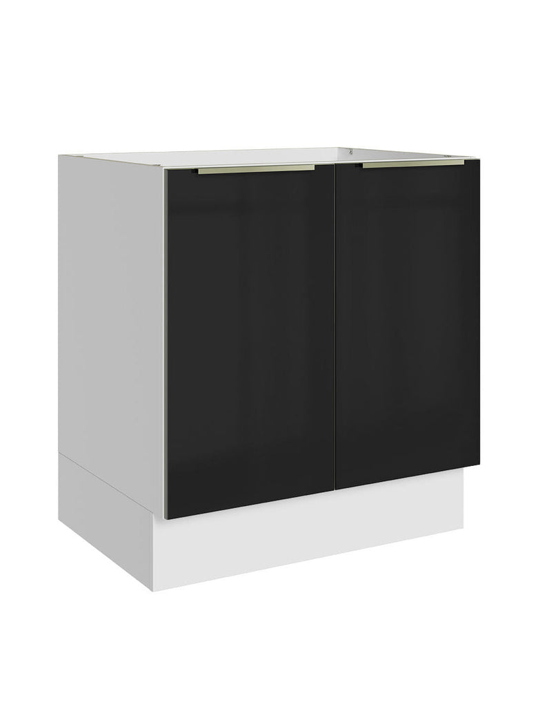Balcão Madesa Lux 70 cm 2 Portas - Branco/Preto (Sem Tampo)
