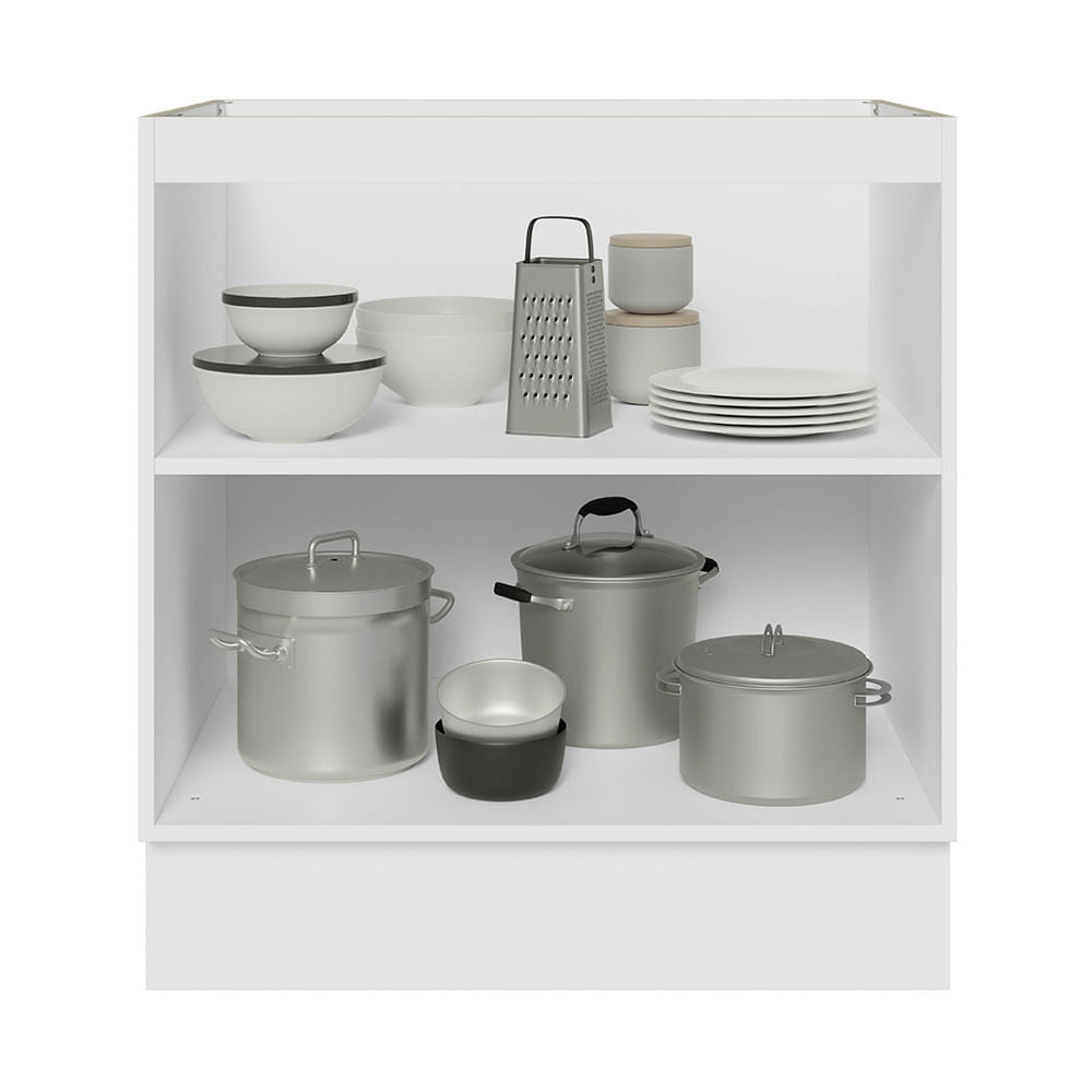 Balcão Madesa Lux 70 cm 2 Portas - Branco/Preto (Sem Tampo)