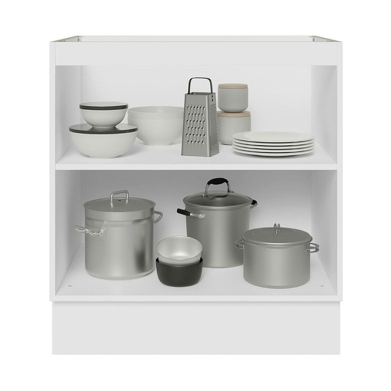 Balcão Madesa Lux 70 cm 2 Portas - Branco/Preto (Sem Tampo)