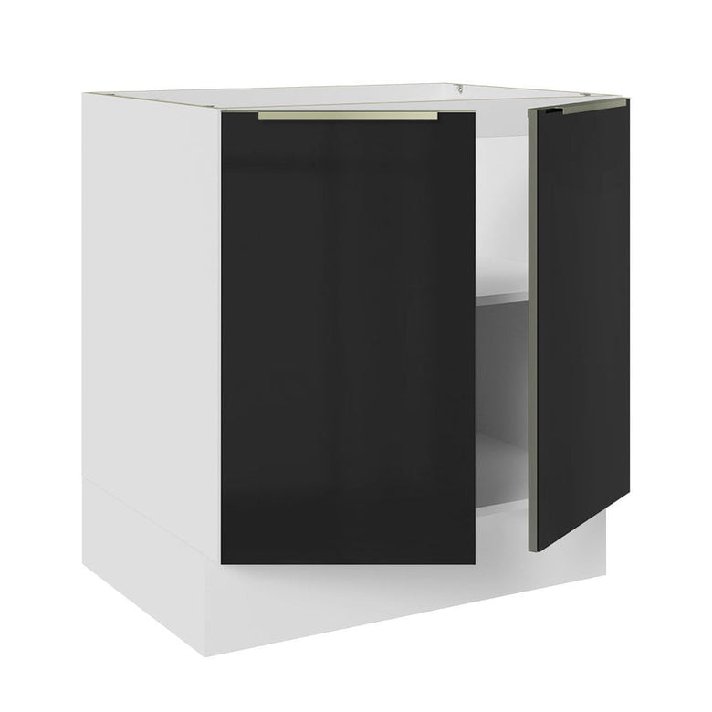 Balcão Madesa Lux 70 cm 2 Portas - Branco/Preto (Sem Tampo)