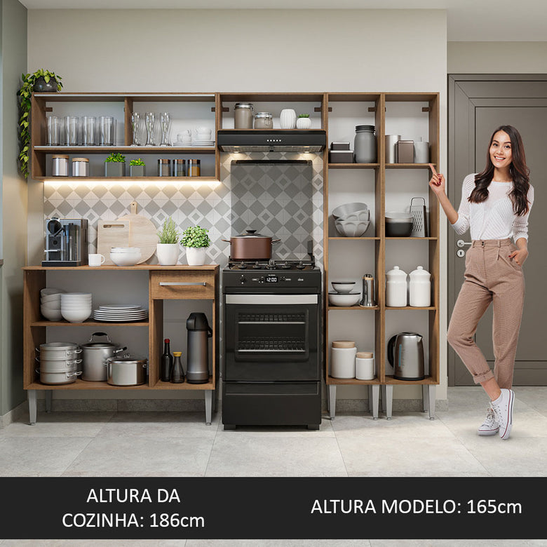 Armário de Cozinha Completa 229cm Rustic Emilly Madesa 04