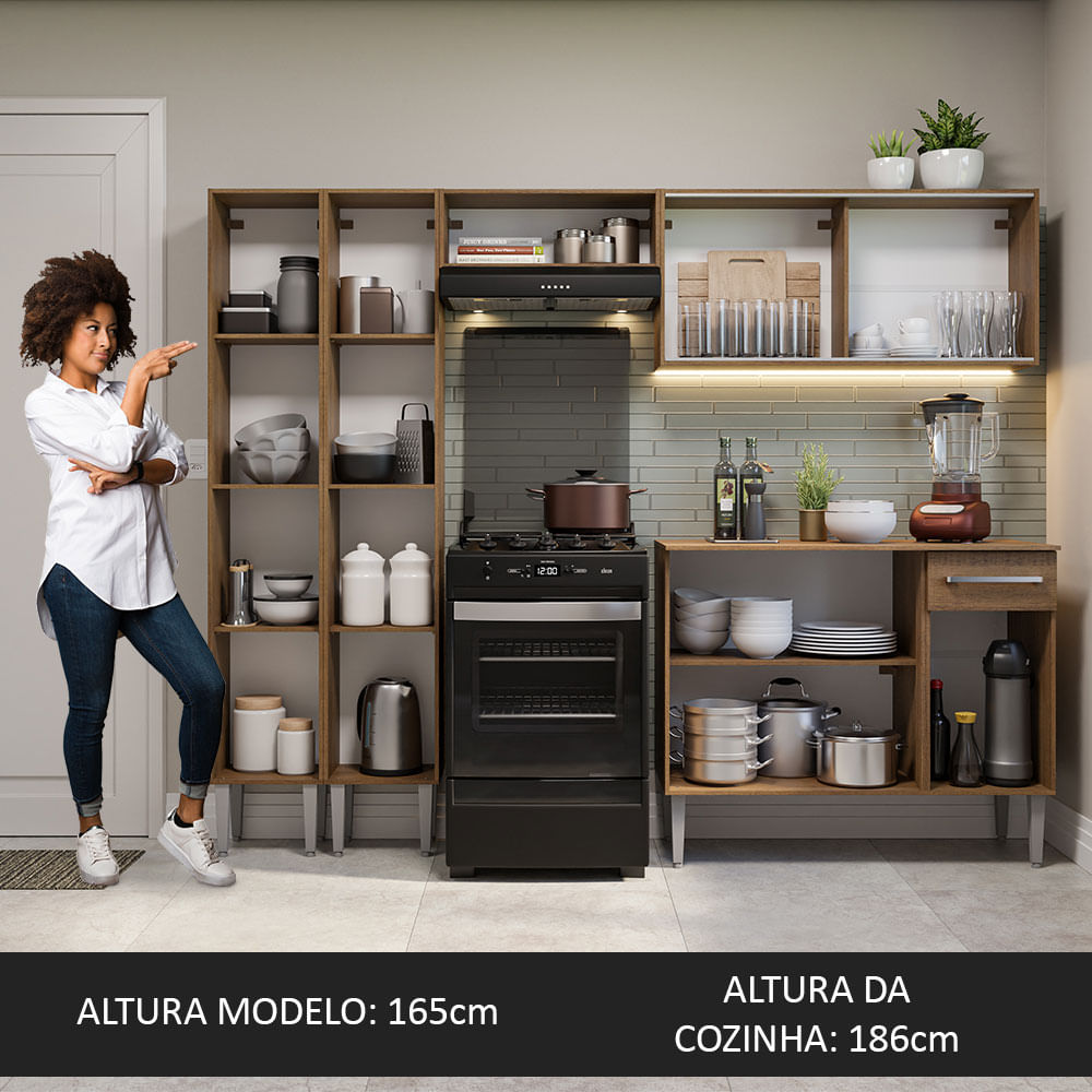Armário de Cozinha Completa 229cm Rustic Emilly Madesa 06