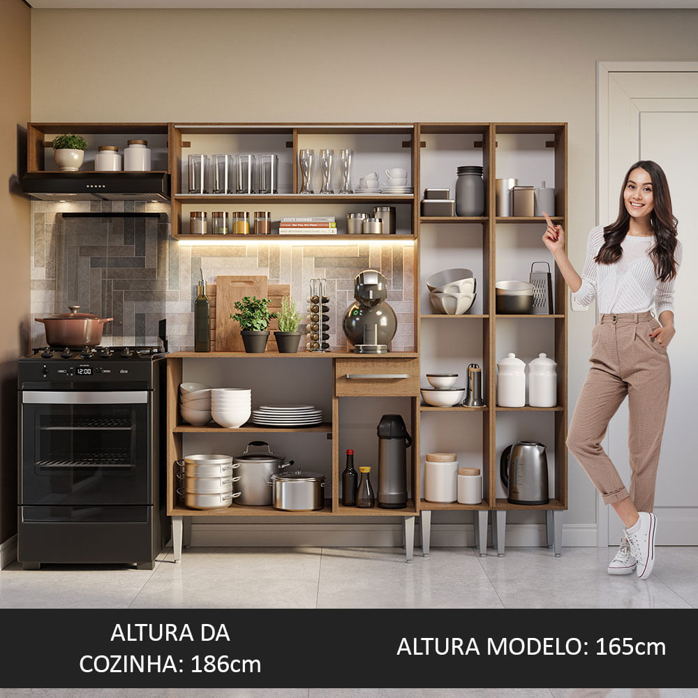Armário de Cozinha Completa 229cm Rustic Emilly Madesa 07