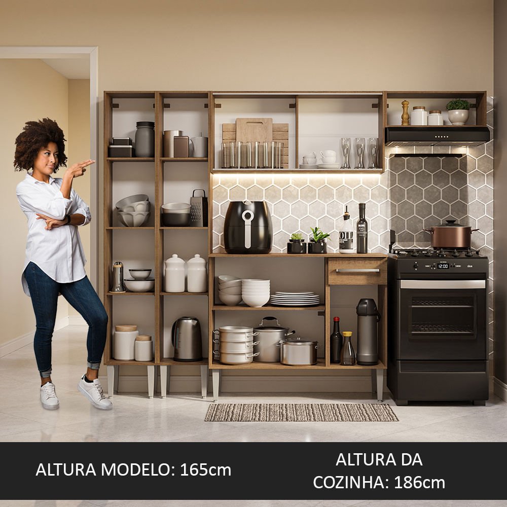 Armário de Cozinha Completa 229cm Rustic Emilly Madesa 08