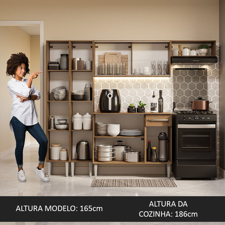 Armário de Cozinha Completa 229cm Rustic Emilly Madesa 08