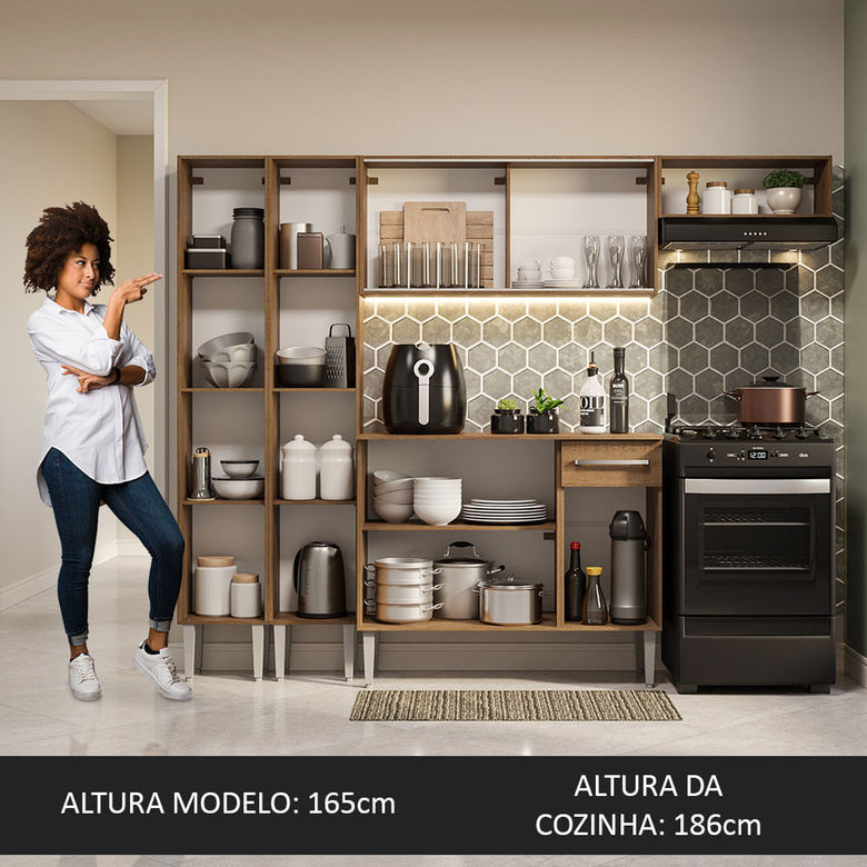 Armário de Cozinha Completa 229cm Rustic Emilly Madesa 09