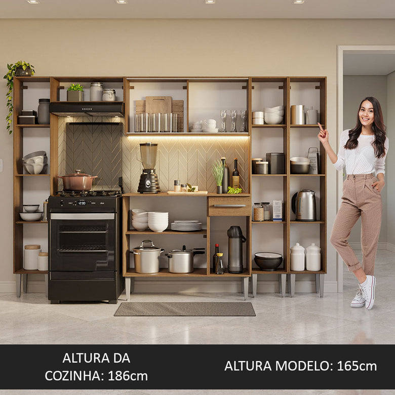 Armário de Cozinha Completa 261cm Rustic Emilly Madesa 07