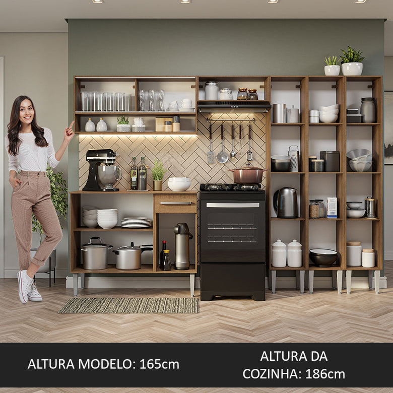 Armário de Cozinha Completa 261cm Rustic Emilly Madesa 08