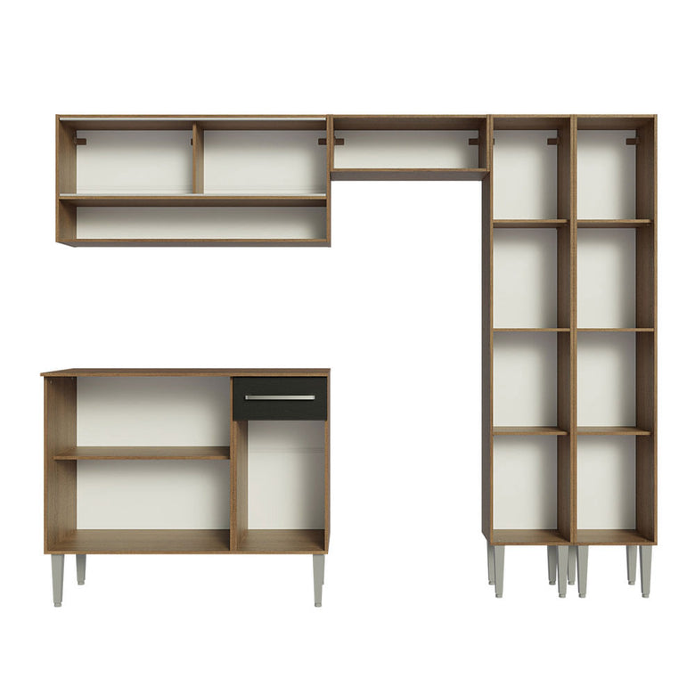 Armário de Cozinha Completa 229cm Rustic/Preto Emilly Madesa 04