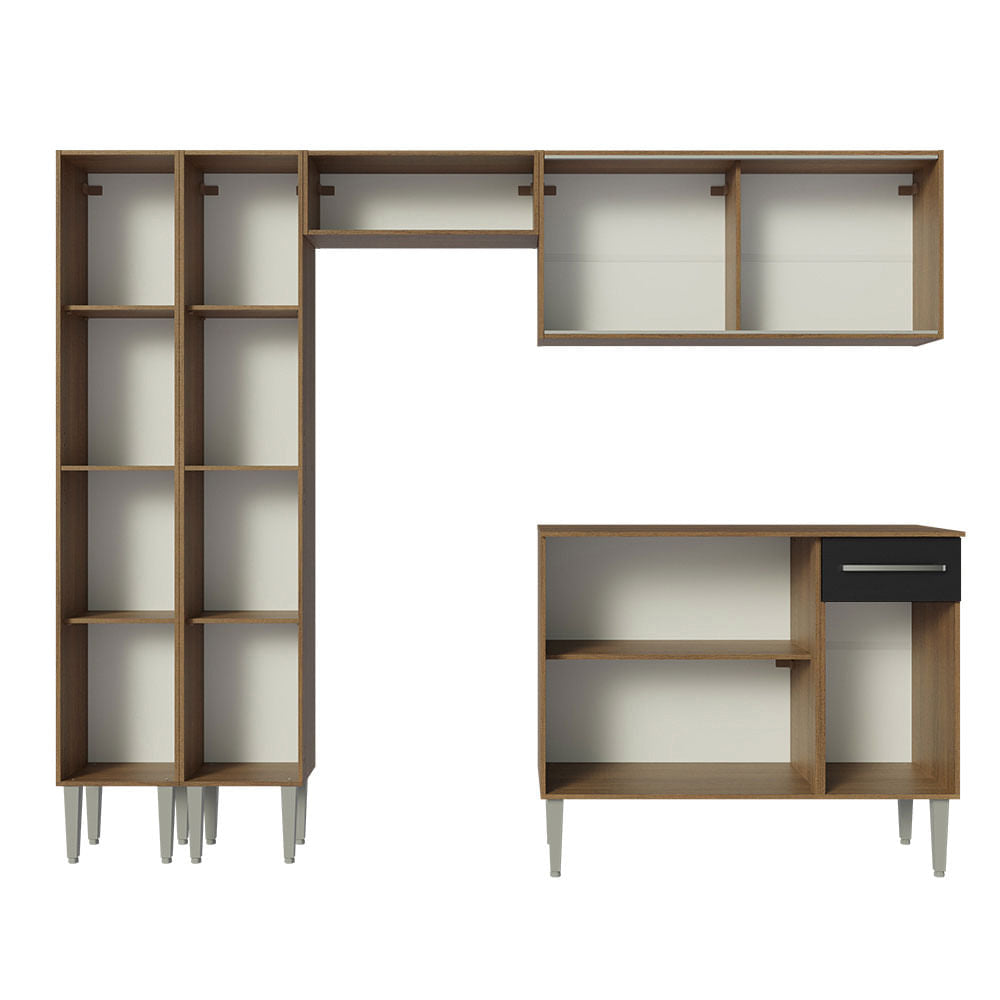 Armário de Cozinha Completa 229cm Rustic/Preto Emilly Madesa 05