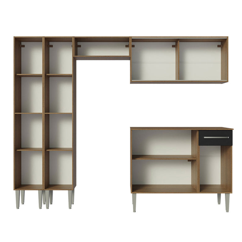 Armário de Cozinha Completa 229cm Rustic/Preto Emilly Madesa 05