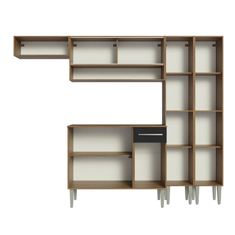 Armário de Cozinha Completa 229cm Rustic/Preto Emilly Madesa 07
