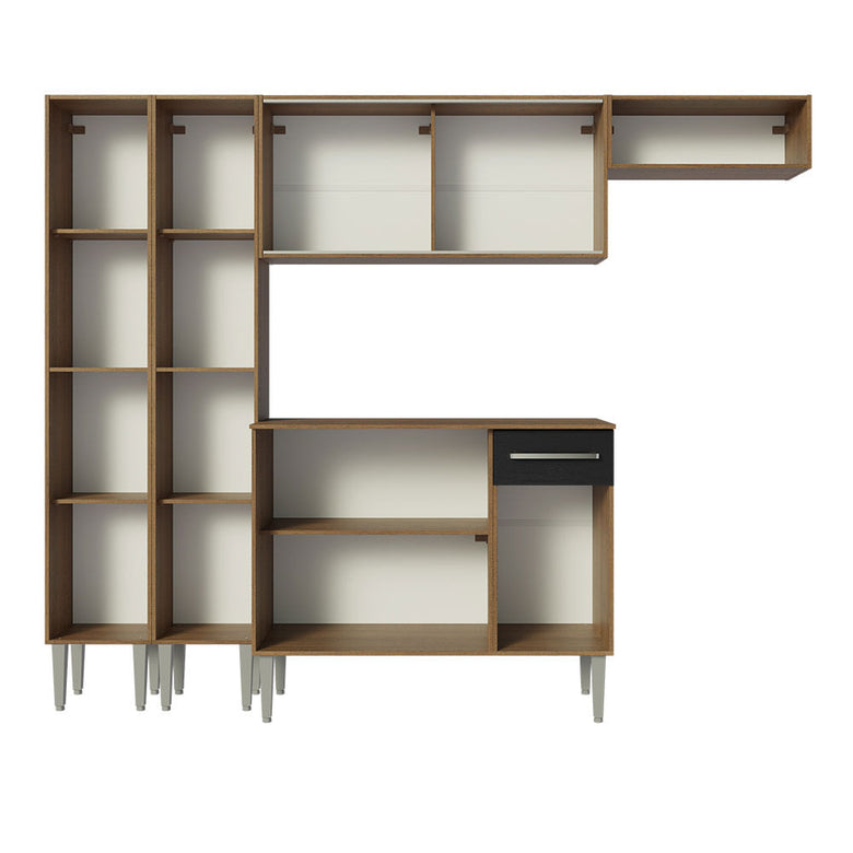 Armário de Cozinha Completa 229cm Rustic/Preto Emilly Madesa 08