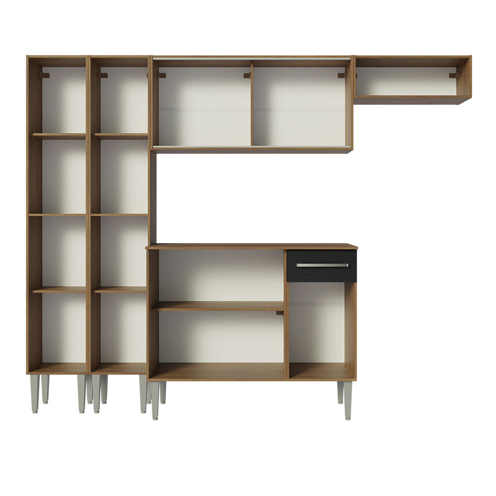 Armário de Cozinha Completa 229cm Rustic/Preto Emilly Madesa 09