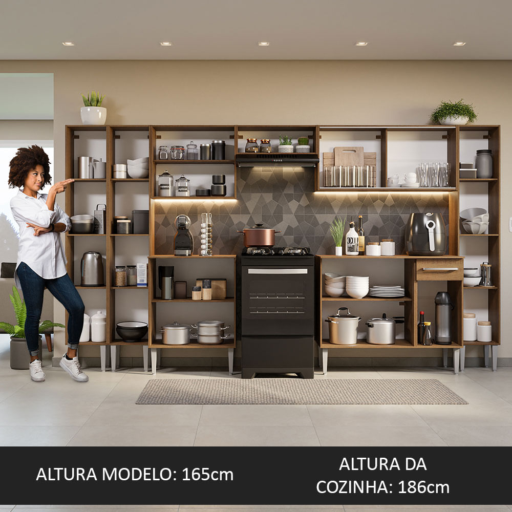 Armário de Cozinha Completa 325cm Rustic Emilly Madesa 03