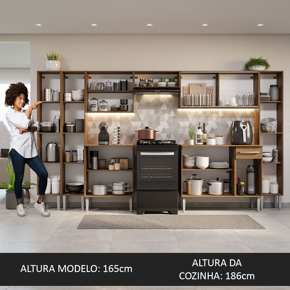 Armário de Cozinha Completa 325cm Rustic Emilly Madesa 04