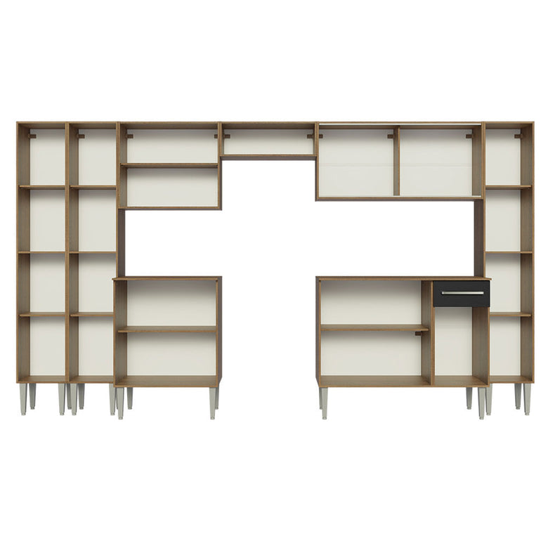 Armário de Cozinha Completa 325cm Rustic/Preto Emilly Madesa 04