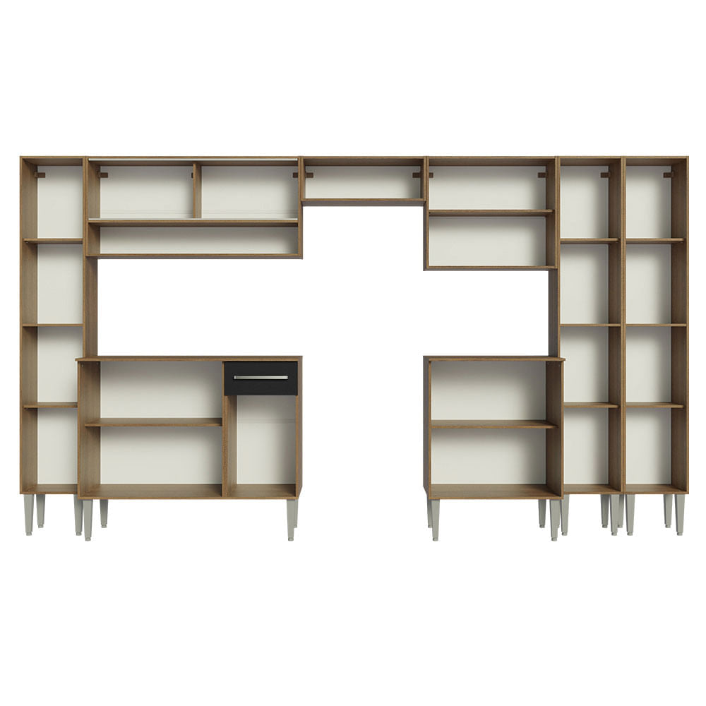 Armário de Cozinha Completa 325cm Rustic/Preto Emilly Madesa 05