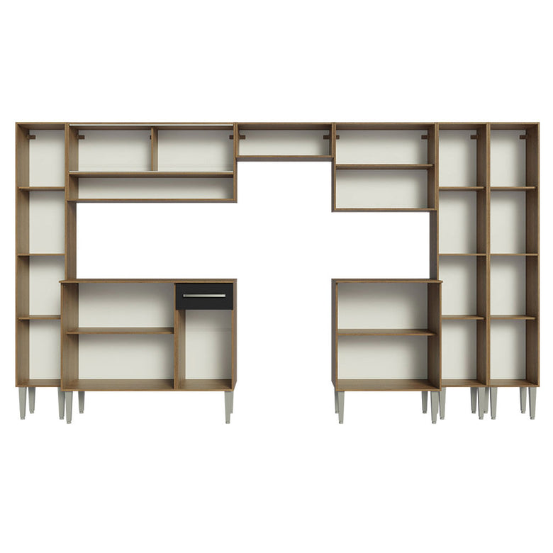 Armário de Cozinha Completa 325cm Rustic/Preto Emilly Madesa 05