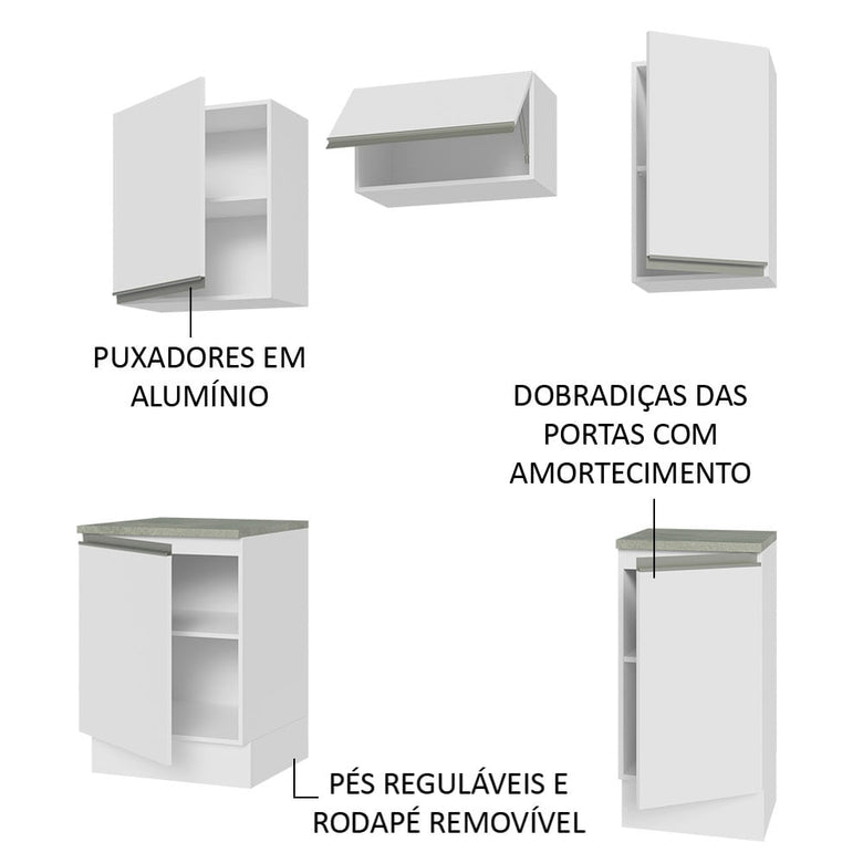 Armário de Cozinha Compacta 160cm Branco Glamy Madesa 07