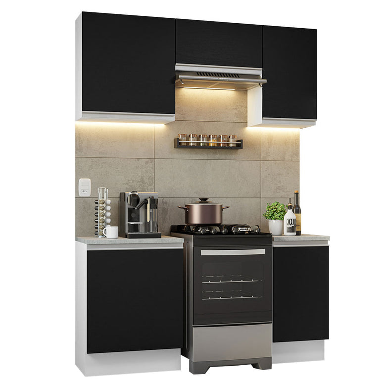 Armário de Cozinha Compacta 160cm Branco/Preto Glamy Madesa 07