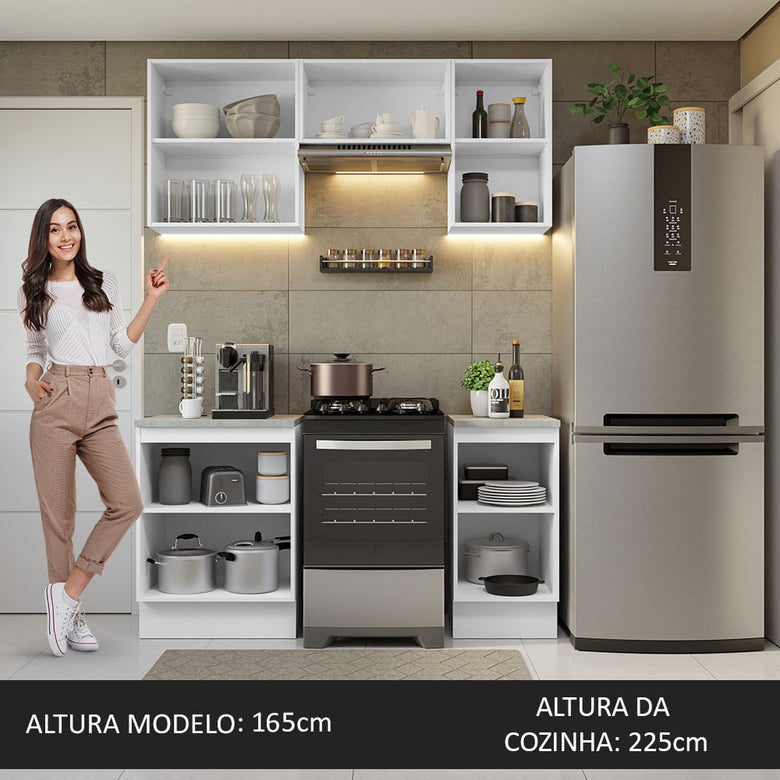Armário de Cozinha Compacta 160cm Branco/Rustic Glamy Madesa 07