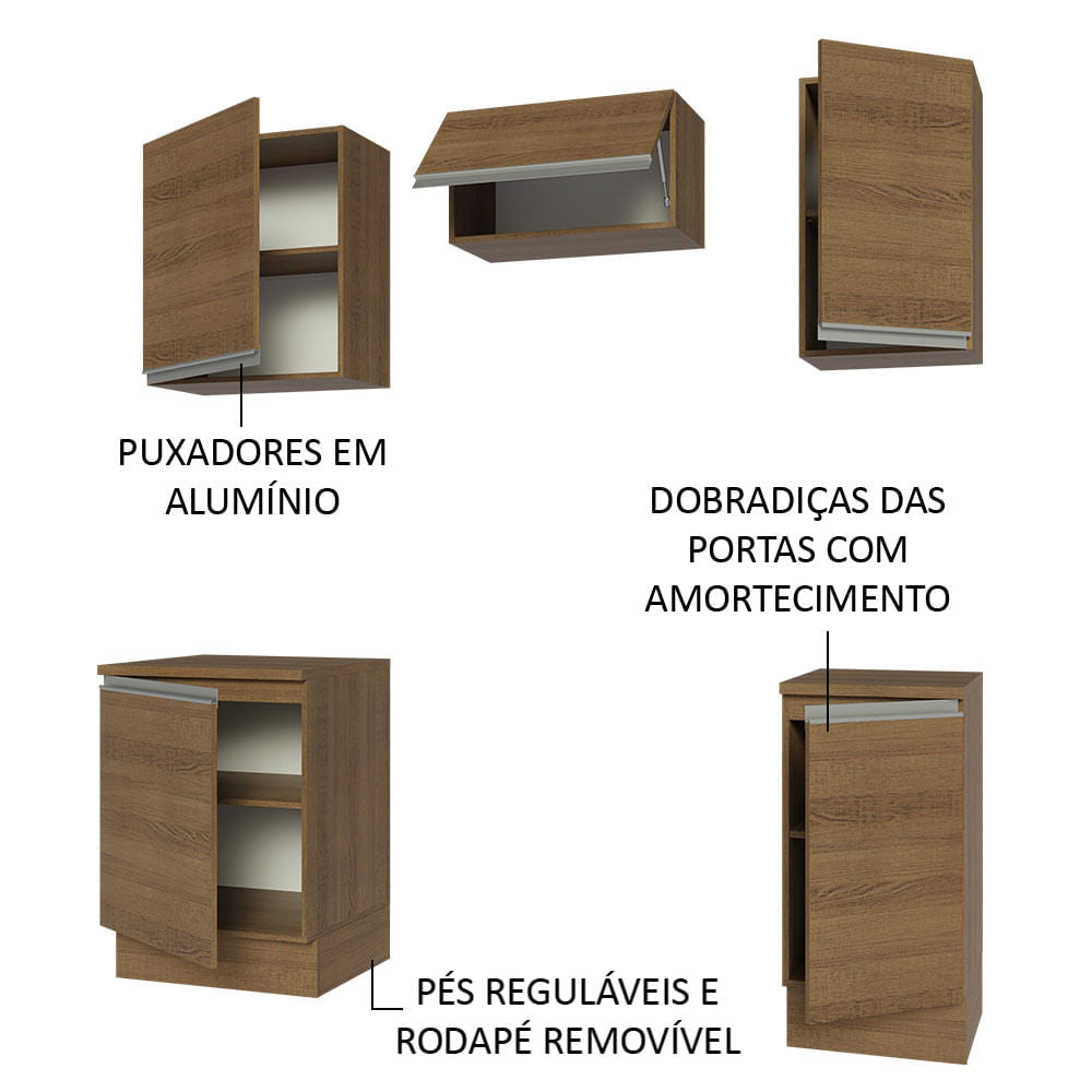 Armário de Cozinha Compacta 160cm Rustic Glamy Madesa 07