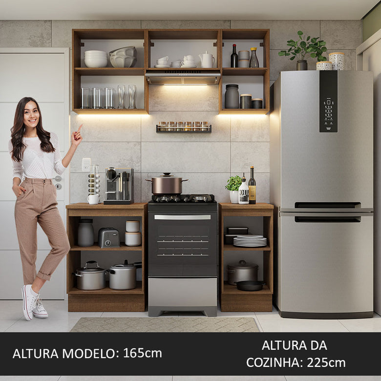 Armário de Cozinha Compacta 160cm Rustic Glamy Madesa 07