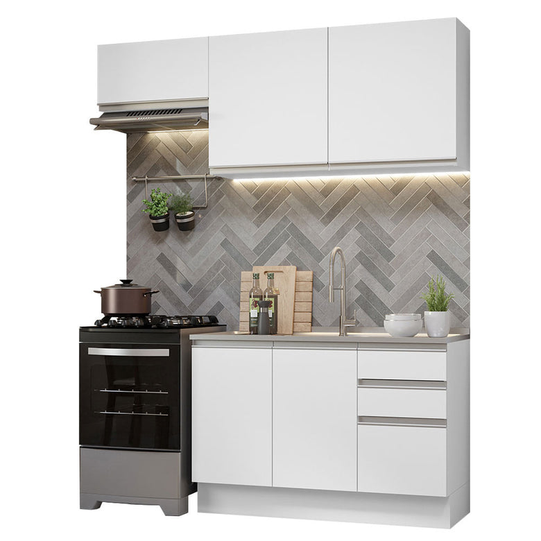 Armário de Cozinha Compacta 180cm Branco Glamy Madesa 09