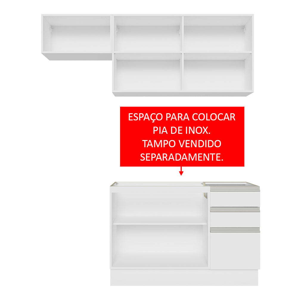 Armário de Cozinha Compacta 180cm Branco Glamy Madesa 09