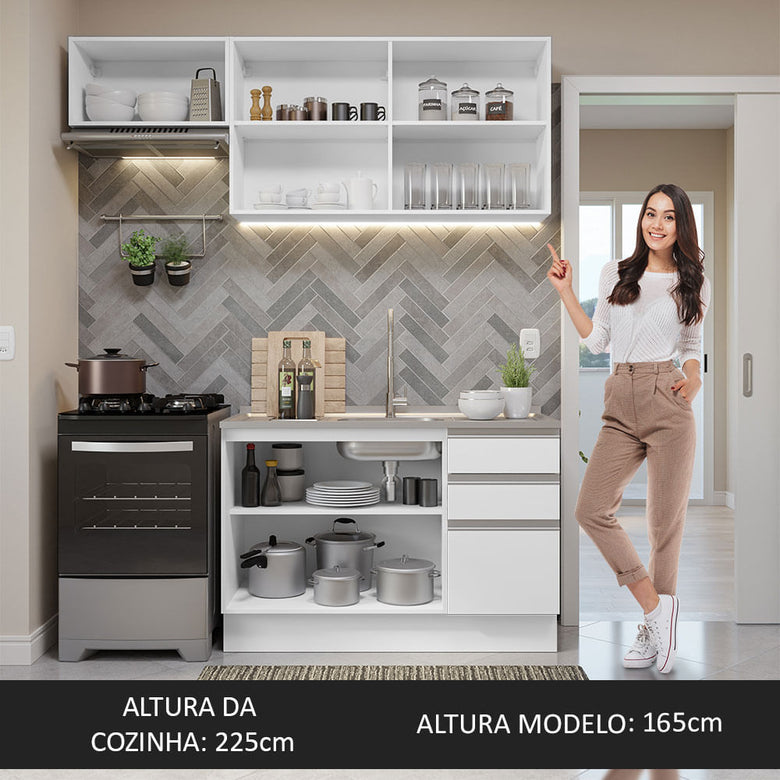 Armário de Cozinha Compacta 180cm Branco Glamy Madesa 09