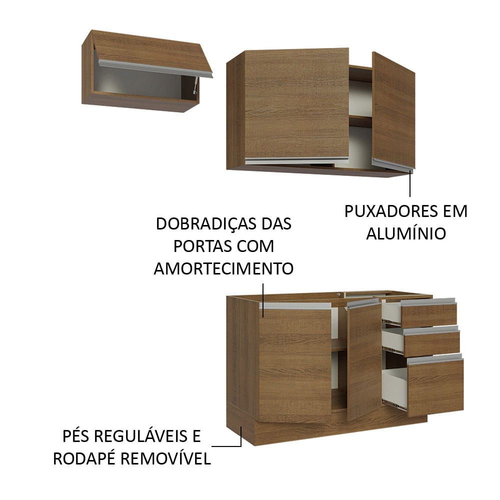 Armário de Cozinha Compacta 180cm Rustic Glamy Madesa 09
