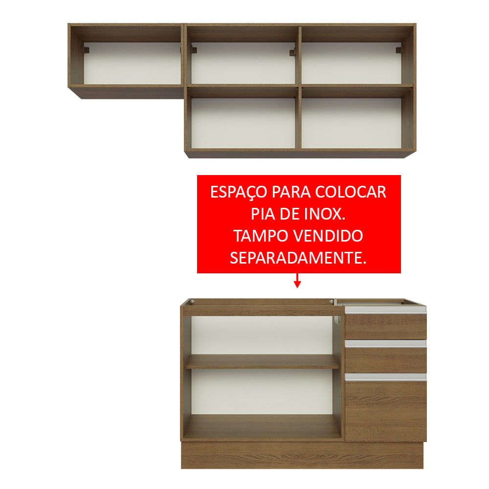 Armário de Cozinha Compacta 180cm Rustic Glamy Madesa 09