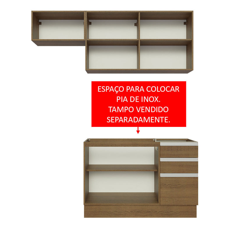 Armário de Cozinha Compacta 180cm Rustic Glamy Madesa 09