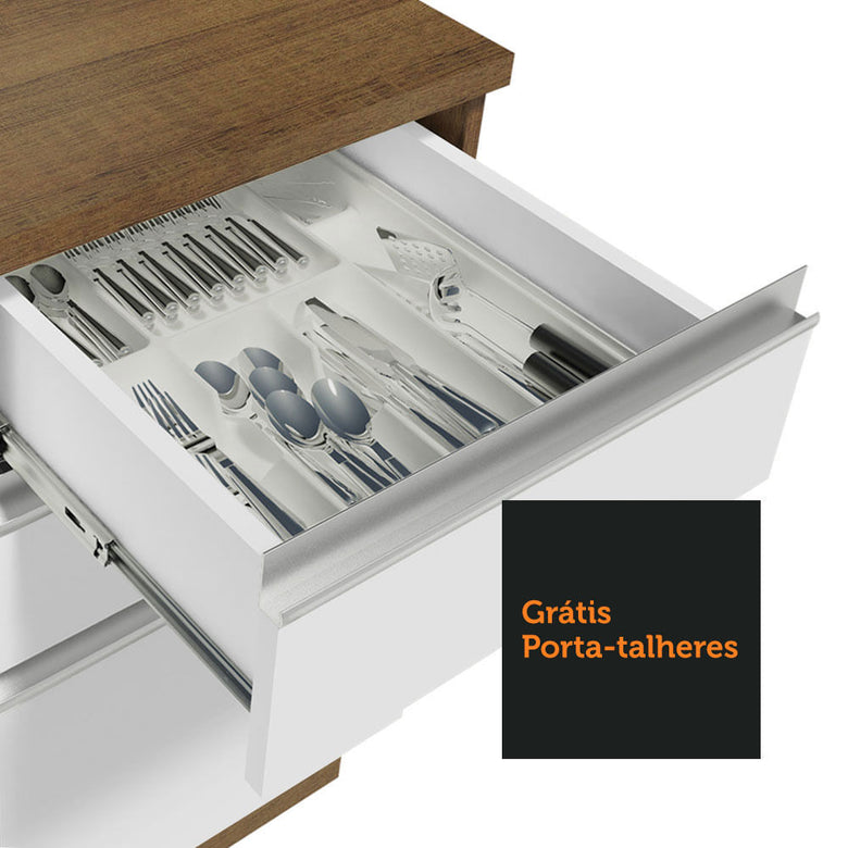 Armário de Cozinha Compacta 180cm Rustic/Branco Glamy Madesa 09