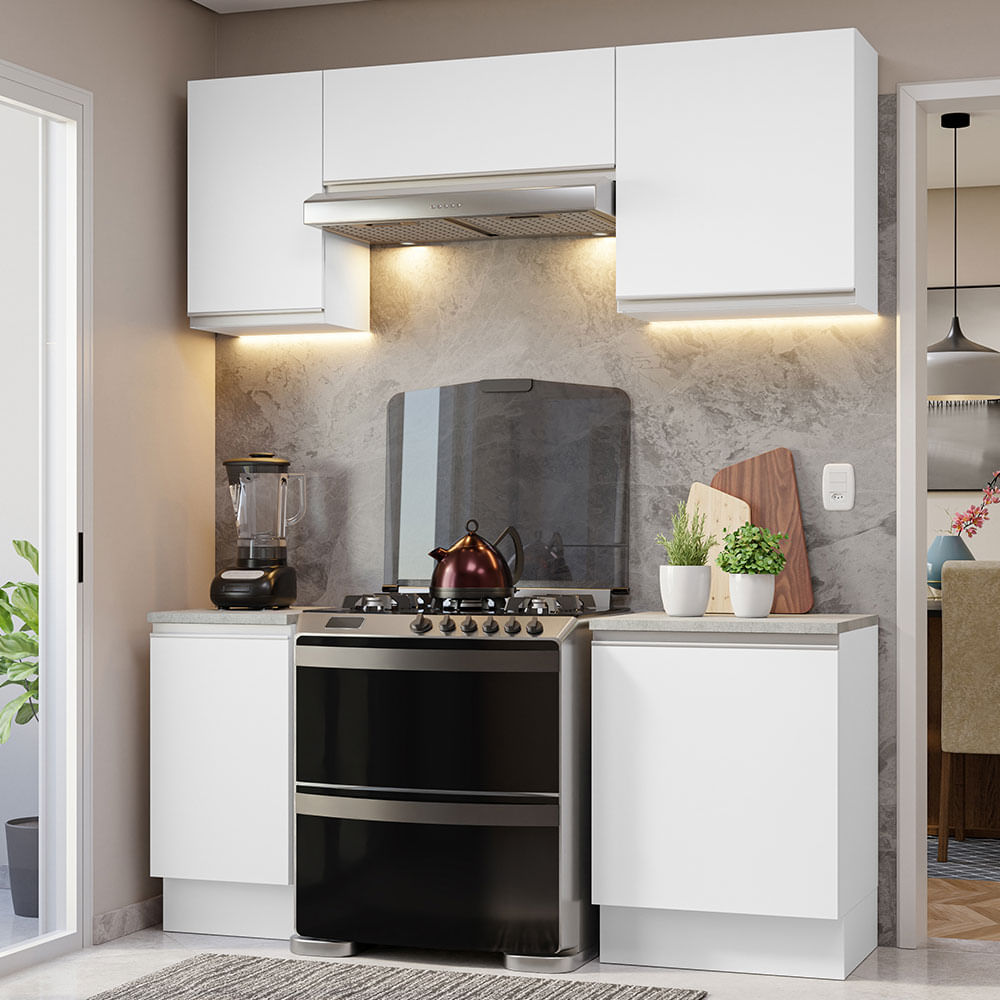 Armário de Cozinha Compacta 180cm Branco Glamy Madesa 12 - Branco