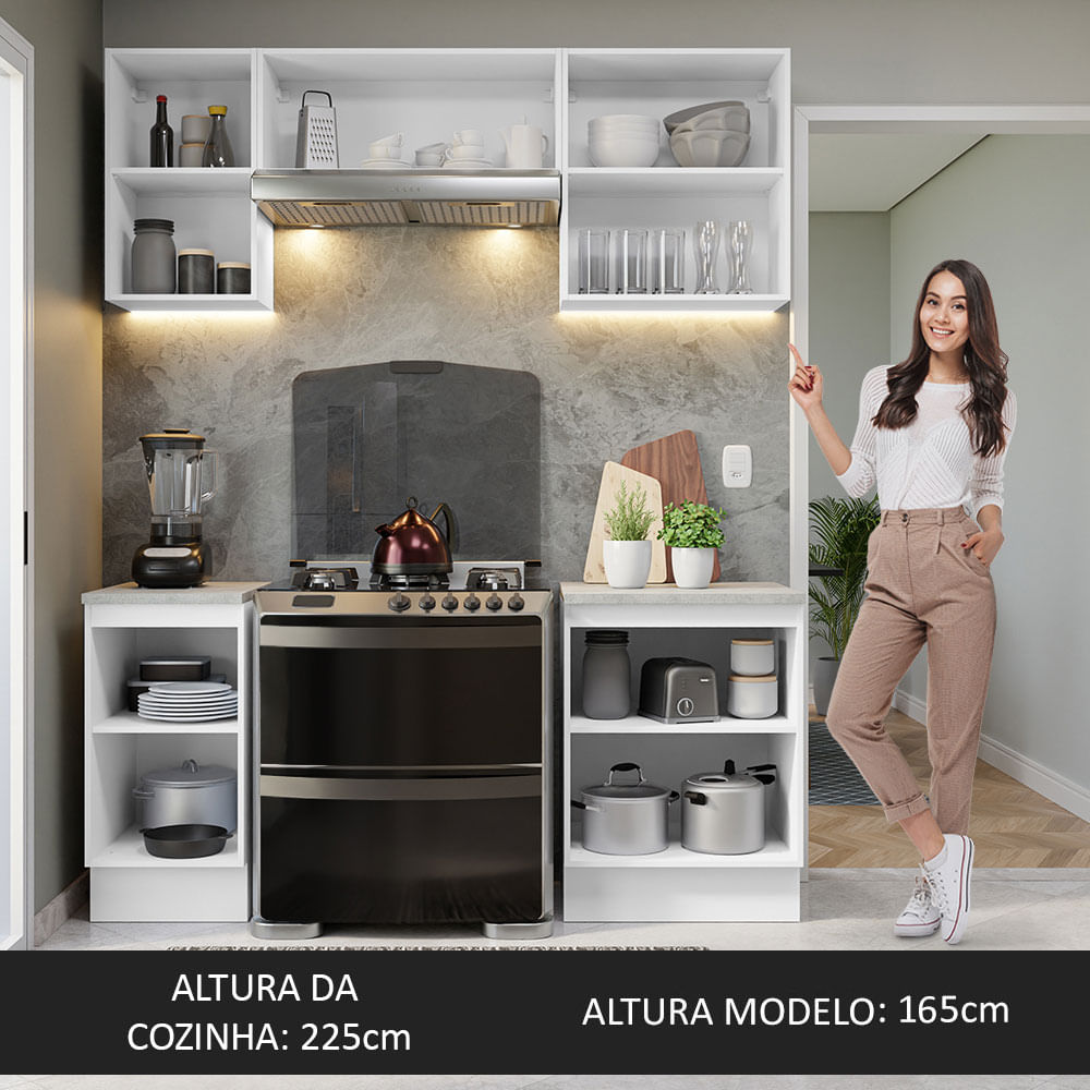 Armário de Cozinha Compacta 180cm Branco/Preto Glamy Madesa 12