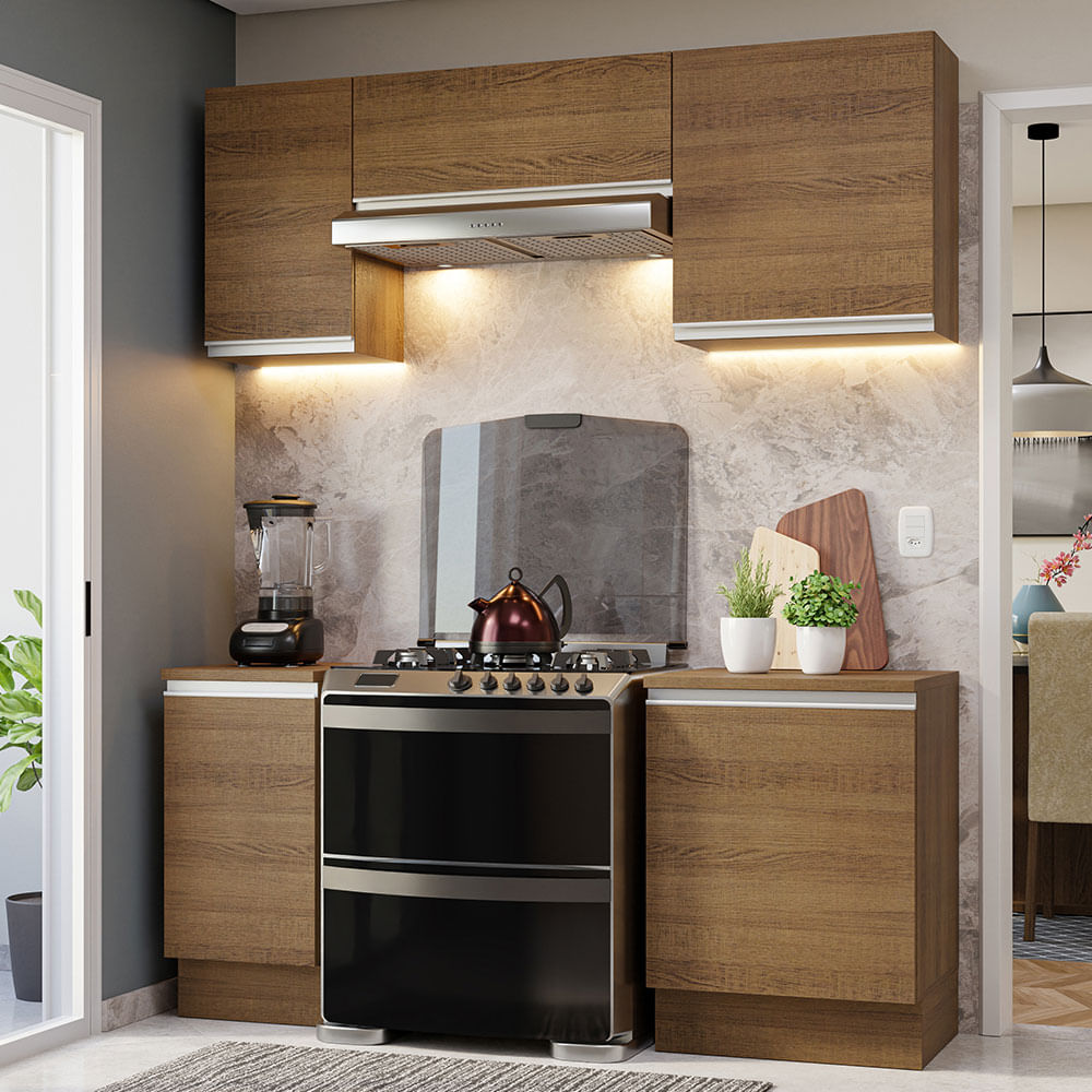 Armário de Cozinha Compacta 180cm Rustic Glamy Madesa 12 - Rustic