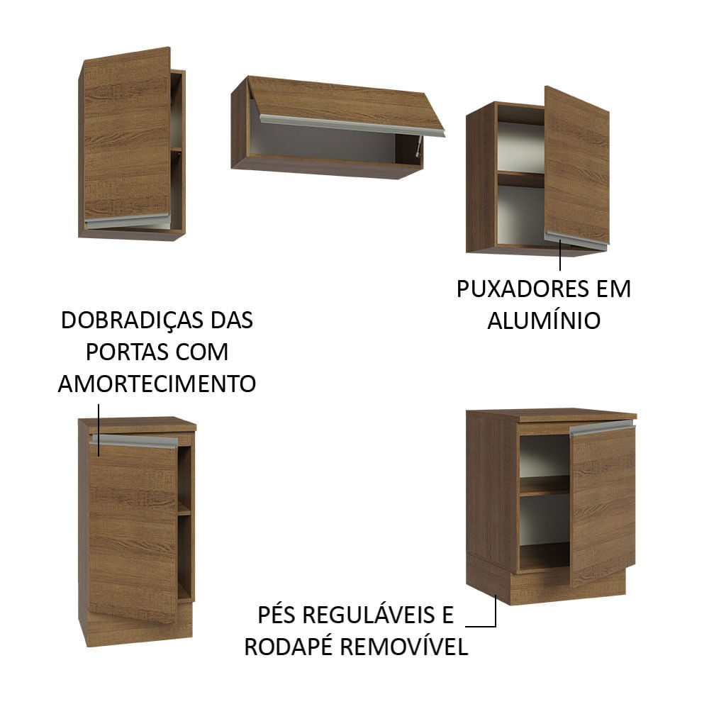 Armário de Cozinha Compacta 180cm Rustic Glamy Madesa 12