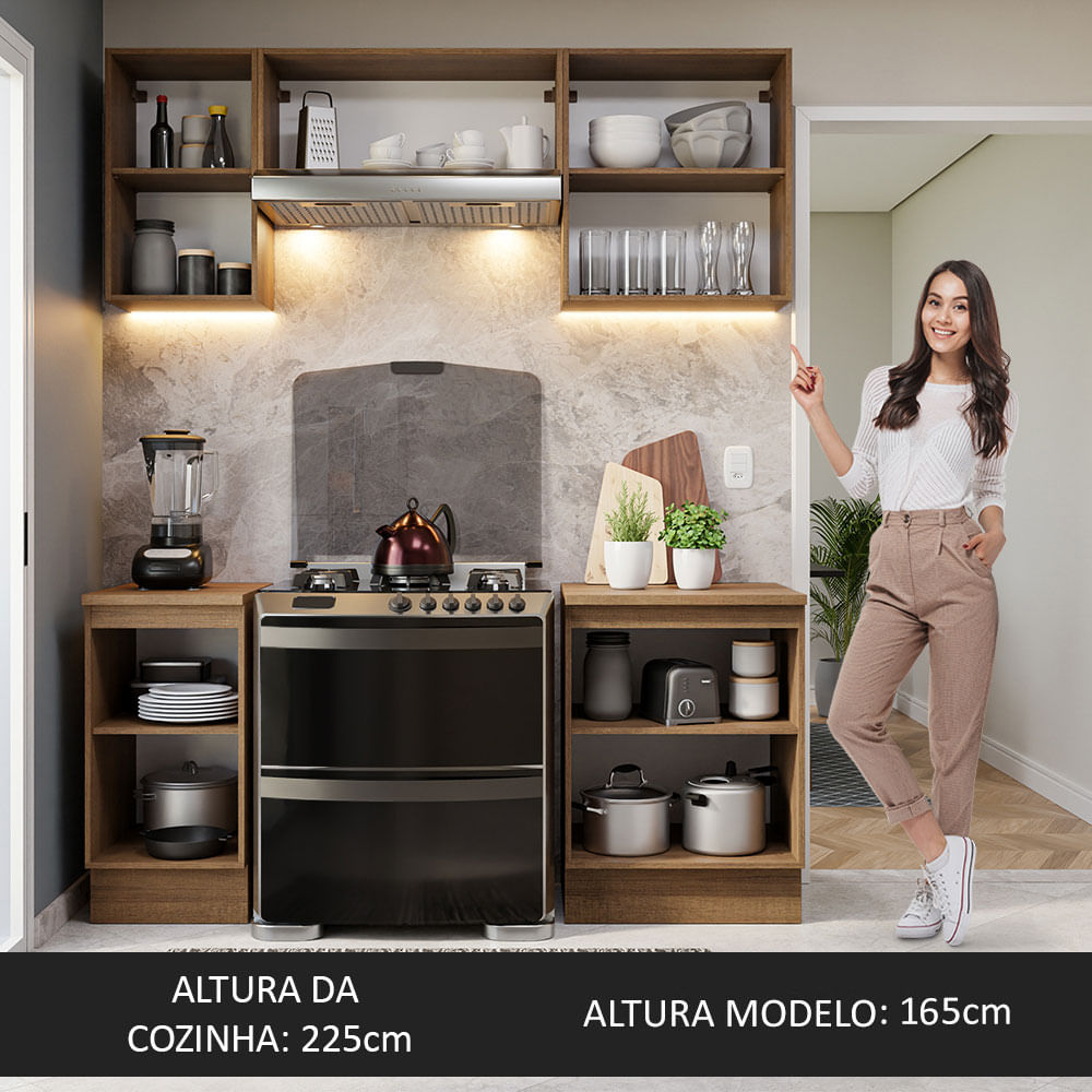 Armário de Cozinha Compacta 180cm Rustic Glamy Madesa 12