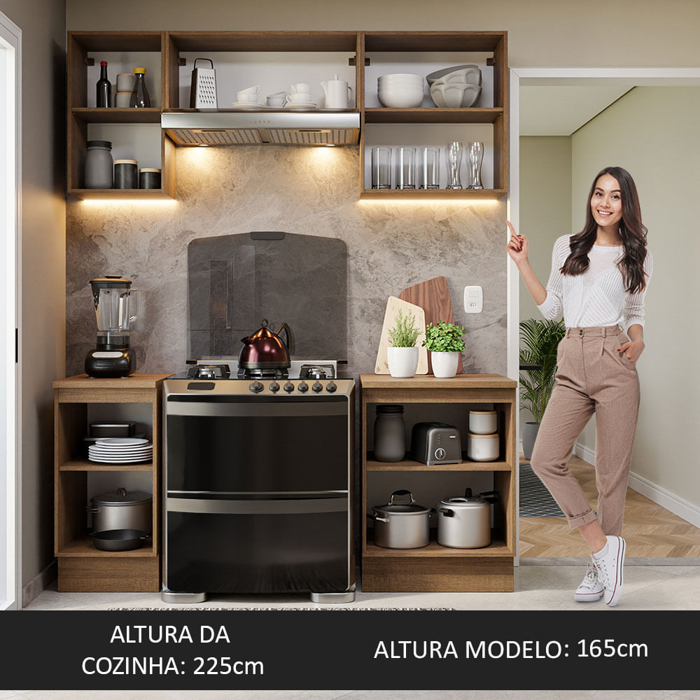 Armário de Cozinha Compacta 180cm Rustic/Branco Glamy Madesa 12