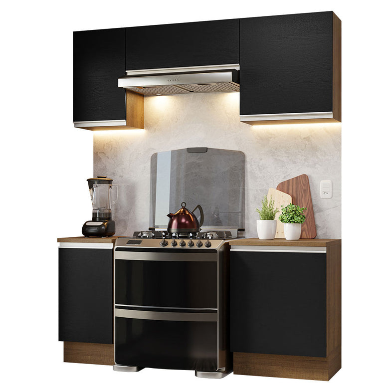 Armário de Cozinha Compacta 180cm Rustic/Preto Glamy Madesa 12