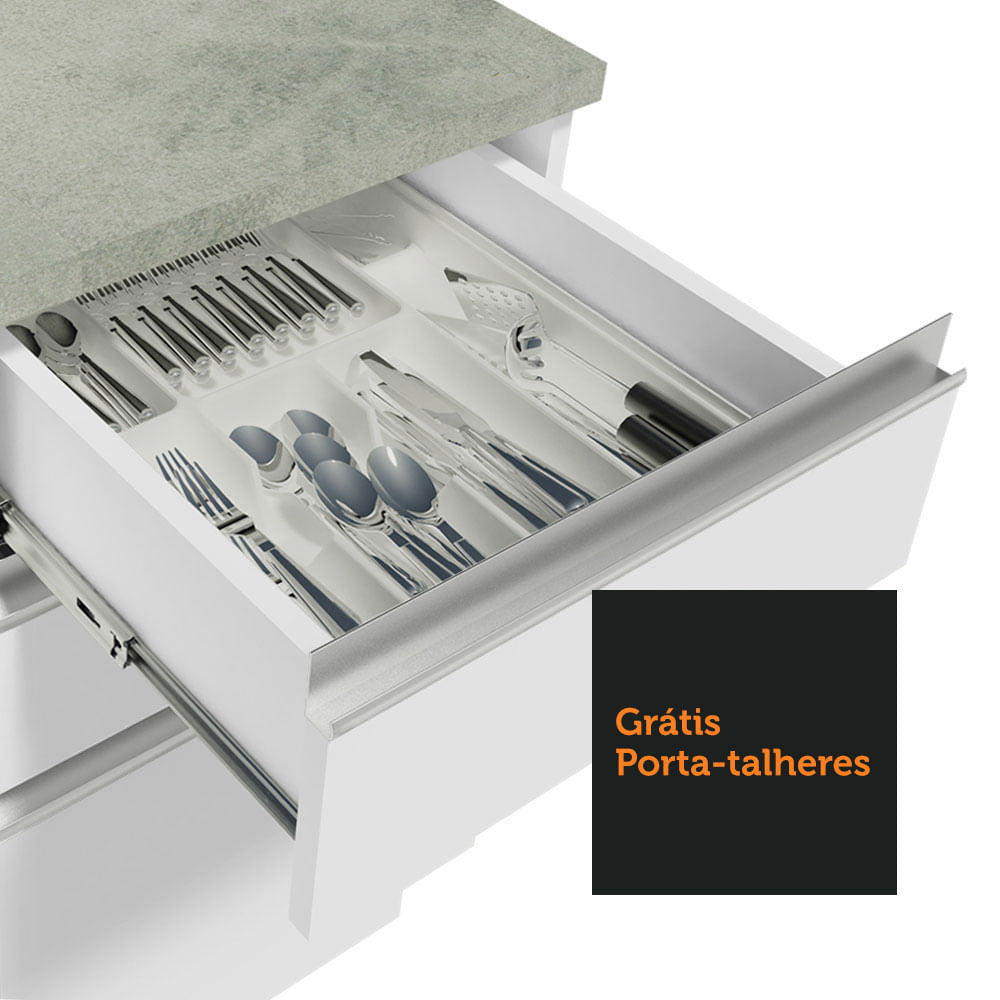 Armário de Cozinha Compacta 200cm Branco Glamy Madesa 08